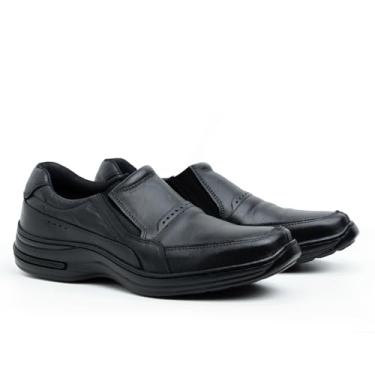 Imagem de Sapato Social Masculino Napole Conforto Couro Legítimo Calce Fácil (Preto, BR, Adulto, Numérico, 46)