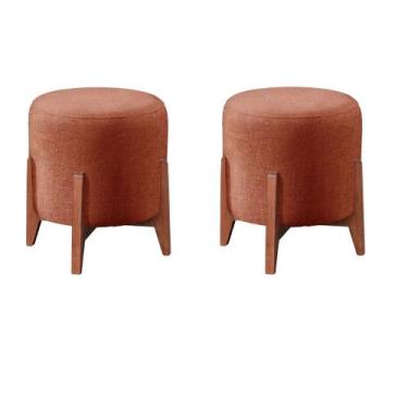 Imagem de Puff Redondo Thor Banqueta Pés Madeira Quarto Infantil - Straso Decor,