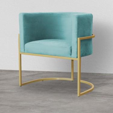 Imagem de Poltrona Decorativa Hall Luna Veludo Base Dourada - Straso Móveis, Vel
