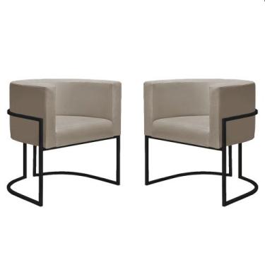 Imagem de Kit 2 Poltronas Decorativa Escritório Luna Suede Base Preta - Straso M
