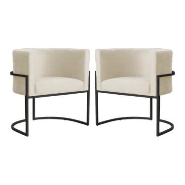 Imagem de Kit 2 Poltronas Decorativa Luna Veludo Base Preta Luxo - Straso Móveis