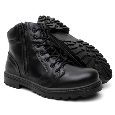 Imagem de Coturno Militar Tático Cano Medio com Cadarço e Zíper Lateral, Sola Antiderrapante para Uso Profissional e Militar (Preto, Padrão, BR, Adulto, Numérico, 42)