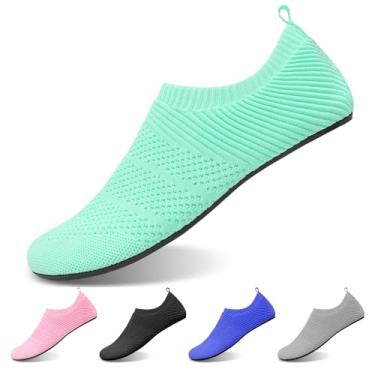 Imagem de Sapatos aquáticos para homens e mulheres sem cadarço sapatos descalços secagem rápida sapatos aquáticos praia natação sapatos meias, Verde, 3-4 Women/2-3 Men