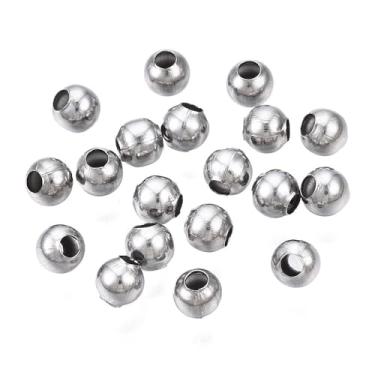 Imagem de 1000 peças de contas espaçadoras de aço inoxidável 304 de 3 mm, contas espaçadoras soltas de metal redondas lisas para fazer joias, pulseira faça você mesmo, colar, brinco, chaveiro, miçangas
