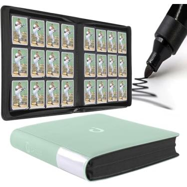 Imagem de Fichário de cartão premium com 12 bolsos – serve para 1200 cartões, fichário de cartão sem anel 3 x 4 com mangas para cartões colecionáveis e cartões esportivos (modelo D, verde Asakusa)