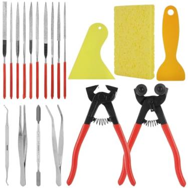 Imagem de STARVAST Conjunto de ferramentas de mosaico de 19 peças, alicate de corte de mosaico de vidro resistente e alicate de azulejo, ferramenta profissional de cortador de mosaico para cortar mosaico de