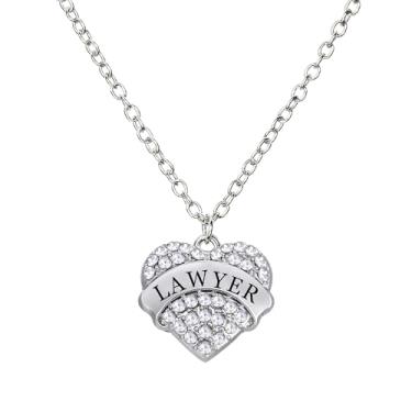 Imagem de Colar de advogado com coração de cristal para advogadas, presente de aniversário de Natal para advogadas, One Size, Liga de aço, Sem Pedra Preciosa