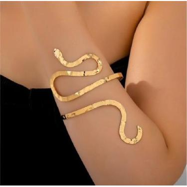 Imagem de Bracelete Serpente Banhado a Ouro 18K Feminino  Pulseira Dourada Ajust