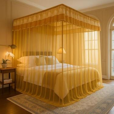Imagem de Mosquiteiro Palácio Casal/Queen com Armação Completo – Proteção Anti-Mosquito, Elegante e Sofisticado(Amarelo,Queen)