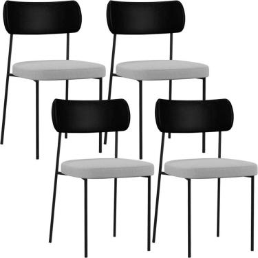Imagem de Kit 04 Cadeiras Para Sala De Jantar Melina L02 Preto Cinza