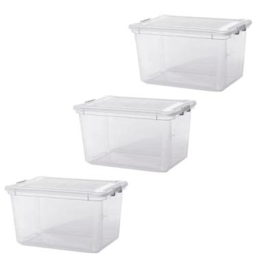 Imagem de Kit c/3 Caixa Multiuso Organizadora Brinquedos 50L Plástico - Plasvale
