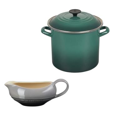 Imagem de KIT LE CREUSET STOCKPOT EM AÇO INOX 22CM 7,6L ARTICHAUT E MOLHEIRA 460ML CINZA FLINT