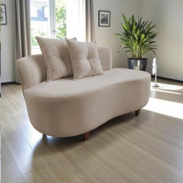 Imagem de Namoradeira Sofá Feijão Suria Orgânica Veludo Bege - Mansão Decor