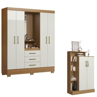 Imagem de Guarda Roupa Solteiro Paris 2045150 E Armário Multiuso Florença 2000199 Atacama Off White - Aramóveis