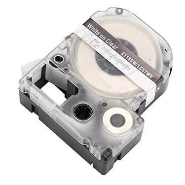 Imagem de ZJchao Substituição de Fita de Etiqueta Durável óleo álcool Scratch Label Maker Fita para Impressora de Etiquetas KINGJIM Máquina de Etiquetas Material (Fundo transparente de 18 mm com caracteres