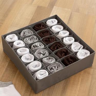 Imagem de Caixa organizadora de gaveta com compartimentos, caixas de armazenamento dobráveis para roupas íntimas, meias e lingerie