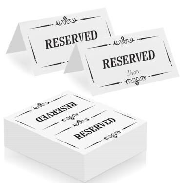 Imagem de KEPYDRMTF Placas de mesa reservadas de 320 peças para casamento, placas de assento de reserva de cartolina, barraca de mesa branca, placa de assento de cadeira para decoração de escritório, reserva