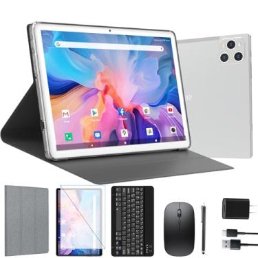 Imagem de Tablet, tablet Android de 10 polegadas com 128 GB de ROM, 16 GB de RAM (até 2 TB), processador Octa-Core, tablet WiFi 5G, com capa para teclado e mouse, câmera de 13 MP + 8 MP, bateria IPS Touchscreen