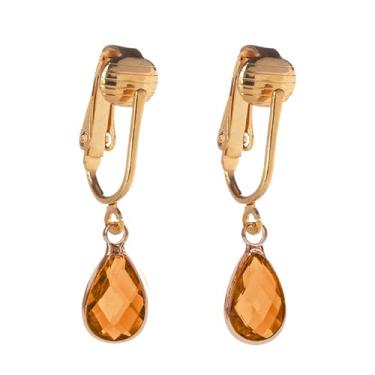 Imagem de Aloha Earrings Brincos pendentes em forma de gota com clipe em tom dourado não perfurado, One Size, Metal, Sem pedra preciosa