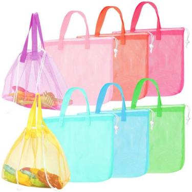 Imagem de Sacola Mesh Beach Paterr dobrável 47x30cm, pacote com 8
