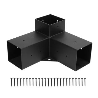 Imagem de Estink Suporte para Gazebo/Pérgola Em Madeira Galvanizada Reforçada 4x4 Com Vigas Completamente Soldadas e Revestimento Em Pó Preto, Diâmetro Interno de 9,1 Cm (3,6 pol.), Ideal para (3 Vias)