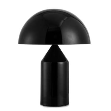 Imagem de Luminária de mesa moderna com design criativo em formato de cogumelo, luz de cabeceira LED para ambientes internos, sala de estar e quarto (preta, 35 cm de altura).