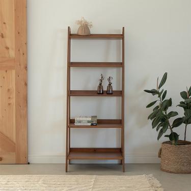 Imagem de Estante Tipo Escada Pipa 5 Prateleiras Em Madeira Verniz Castanho