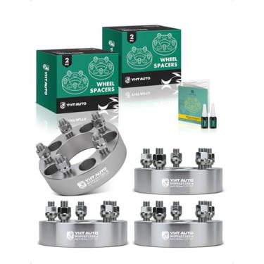 Imagem de YHTAUTO Espaçadores de roda 5 x 4,5 polegadas de 3,8 cm para Jeep Grand Cherokee, Wrangler, Ford, Dodge, Lincoln, Mercury, Pontiac Model 5 x 114,3 mm Espaçadores de pneu com pinos de 1/2" 82,5 mm furo do cubo 5 pinos 4 peças adaptador prata