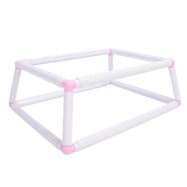 Imagem de SUNGOOYUE Suporte de Bastidor para Ponto Cruzado Suporte Versátil de Bastidor para Bordado de Camada Dupla para Várias Necessidades de Bordado, Adequado para a Maioria das Cenas Domésticas, Material PP/PVC (Rosa)