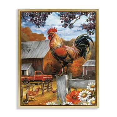 Imagem de Stupell Industries Arte de parede em tela flutuante preta de galo empoleirado outonal, design por Ed Wargo, 53 x 43 cm