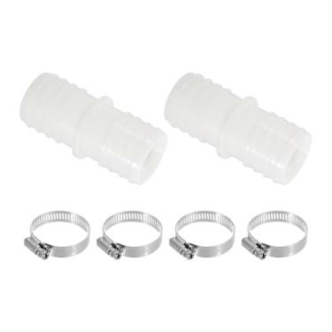 Imagem de PATIKIL Conectores de mangueira de drenagem para máquina de lavar, 2 peças de adaptador de mangueira de drenagem de máquina de lavar louça, conector de tubo dividido de plástico com 4 braçadeiras para