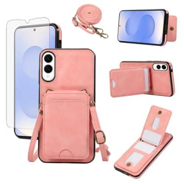 Imagem de Asuwish Capa carteira para Samsung Galaxy S25 Edge com protetor de tela de vidro temperado e alça transversal de pulso de couro flip porta-cartão de crédito celular S25Edge 25S S 25 25Edge feminino