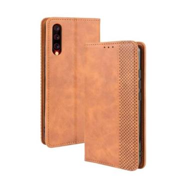 Imagem de Capa para Umi UMIDIGI X,Retro Flip magnético,Caso de telefone de couro PU,Design de carteira com 3 slots de cartão e 1 clipe de dinheiro -Brown