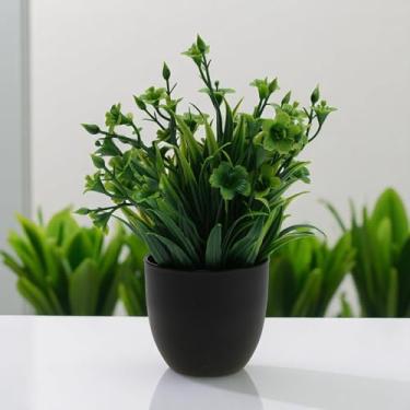 Imagem de Generic 1 peça de plantas artificiais trompete artificial planta de plástico verde 4 x 4 x 19 cm