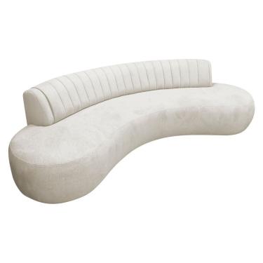 Imagem de Divã Recamier Celeste Curvo Sala Estar Luxo 180cm Bouclé Branco