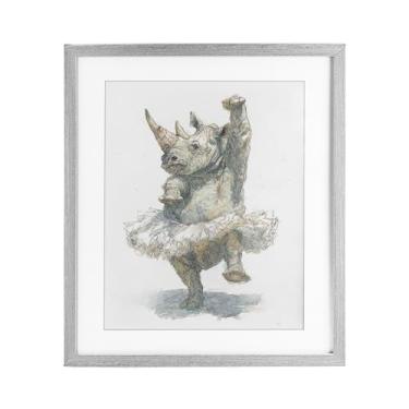 Imagem de Stupell Industries Ballet Rhino Tutu Impressão emoldurada cinza sob vidro, design por Ziwei Li, 16 x 13