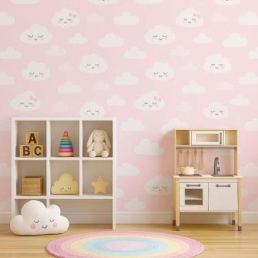 Imagem de Papel de Parede Adesivo Autocolante Decorativo Nuvem Rosa Infantil 10 