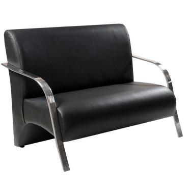 Imagem de Poltrona Vênus 2 Lugar Braço Alumínio Courino Preto
