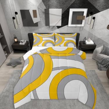 Imagem de Erosebridal Conjunto de edredom geométrico, geométrico, listrado, geométrico, para minimalistas, arte moderna, linhas estéticas, contemporâneo, boêmio, edredom