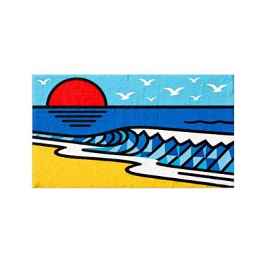 Imagem de sol colorido mar em tela-Quadro decorativo para sala de estar moderna 30x55cm Sem Moldura