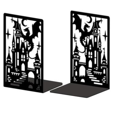 Imagem de Peacoblue Suportes de livros de metal para prateleiras, tampas de livros de estudo resistentes decorativas modernas para escritório, mesa, prateleira, sala 13,5 x 11 x 20 cm de ferro fundido simples