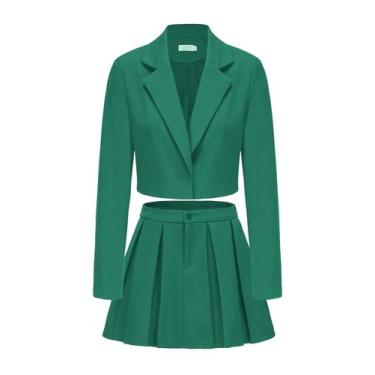 Imagem de Conjunto de roupas: blazer feminino EXLURA com minissaia plissada, ver