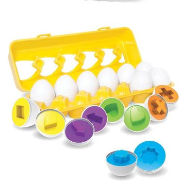 Imagem de Brinquedo Educativo Ovos De Encaixar Geométricos Com Caixa