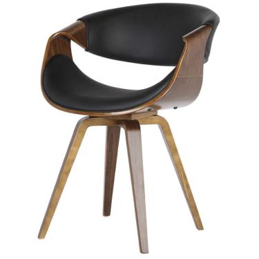 Imagem de Cadeira Com Braços Fixa Nicole Rivatti Poliuretano Preto Estrutura Em Madeira Multilaminada