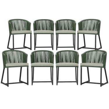 Imagem de 8 Cadeiras De Jantar área Noronha Preta E3 Trama Original Verde