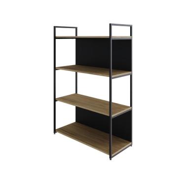 Imagem de Estante C/04 Prateleiras 118x80x33cm C/fundo Yon Vermont Oak/est.preta Vermont Oak/est.preta