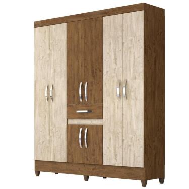 Imagem de Guarda Roupa Casal Portugal 8 Portas Castanho-avelã Wood - Moval