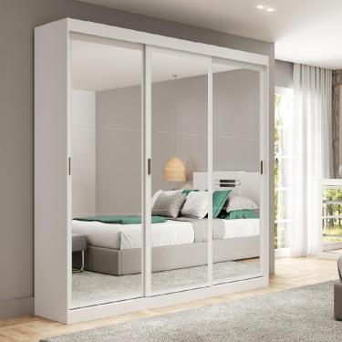 Imagem de Guarda Roupa Casal 3 Portas 4 Gav Espelho Branco Carraro 1144