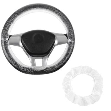 Imagem de 100 peças de capas descartáveis para volante de carro, para evitar arranhões e arranhões, protetor de volante transparente PE acessórios universais para volante