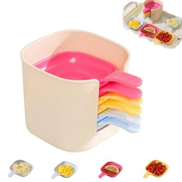 Imagem de TNDCKP 6 peças de prato e suporte para molho, prato de molho de soja com alça, mini bandeja de condimentos de plástico para ketchup, churrasco, e jantar de festa